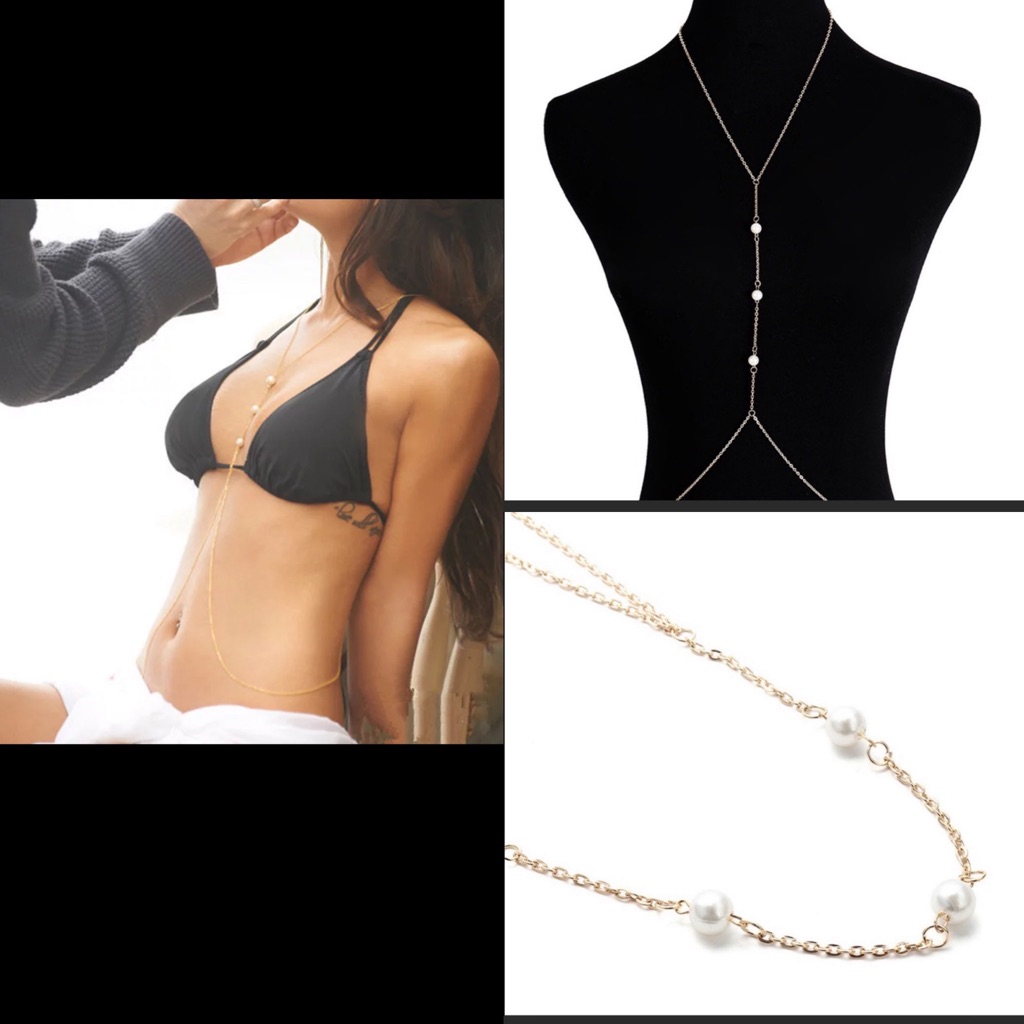 Gold Tone Pearl Body Belly Chain